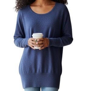 TALULA Fuzzy Cashmere Angora Tunic Sweater Blue Dolman Sleeve Round Neck Size S